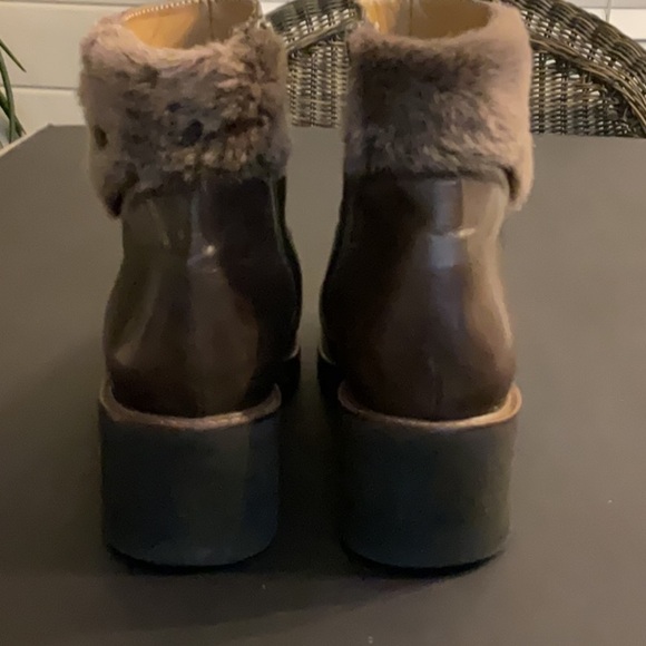 Lukure brown leather bootie with brown fur trim size 38 US size 8 - Picture 6 of 10